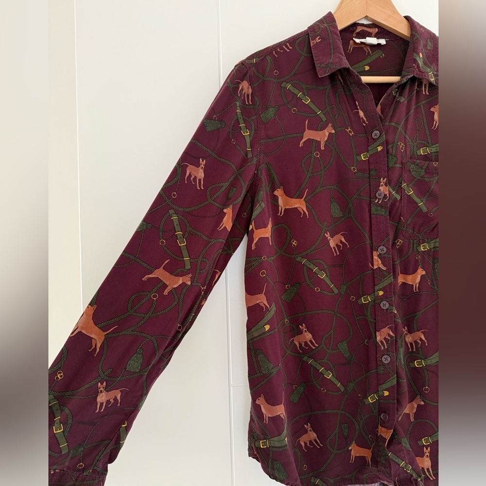 beachlunchlounge Dog Motif Button Down Shirt, size medium. - Picture 4 of 8